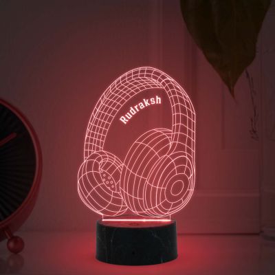 3D Illusion Headphone Night lamp with Automatic Color Changing Light Customized with Name Gift for Boy, Friend, Brother